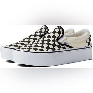 Vans Women's Classic Slip-On Stackform, Black and White, Sz 9.5